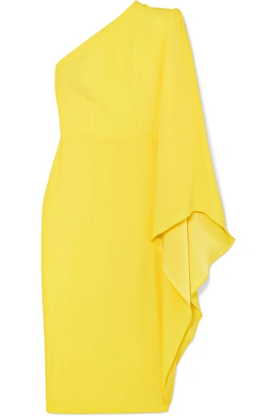 Shop Alex Perry Finley One-sleeve Crepe Dress In Yellow