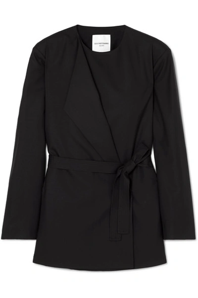Shop Le 17 Septembre Belted Wool Jacket In Navy