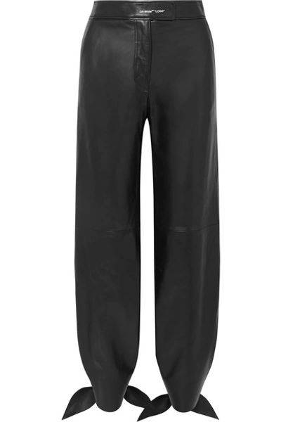 Shop Off-white Leather Tapered Pants In Black