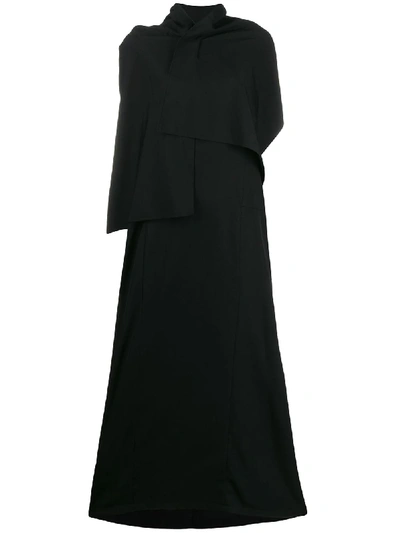 Shop Yohji Yamamoto Asymmetric Midi Dress In Black
