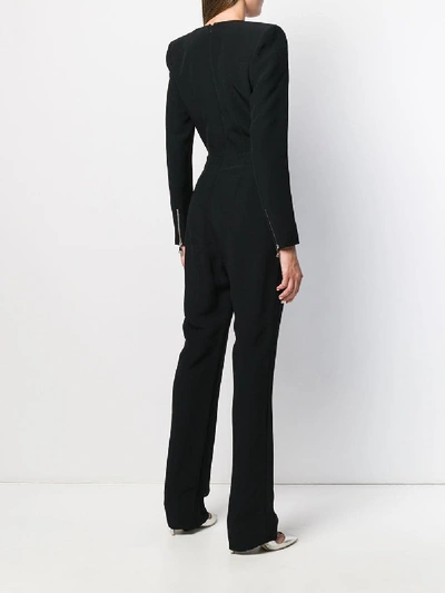 Shop Balmain Glared Crepe Jumpsuit In Black