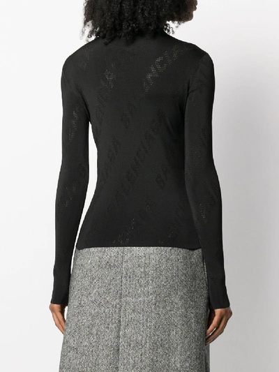 Shop Balenciaga Logo Turtle Neck Sweater In Black
