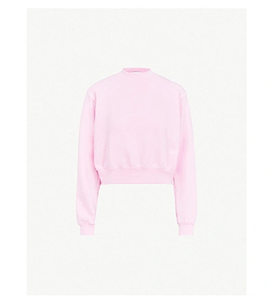 Shop Cotton Citizen Milan Cropped Cotton-jersey Sweatshirt In Light Pink