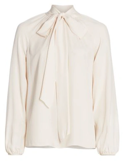 Shop Theory Silk Tieneck Top In Ivory