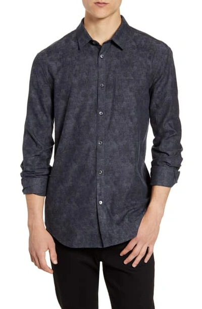 Shop John Varvatos Slim Fit Yarn Dye Jacquard Button-up Shirt In Midnight