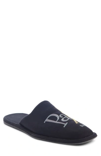 Shop Balenciaga Paris Embroidered Slipper In Black/ Grey