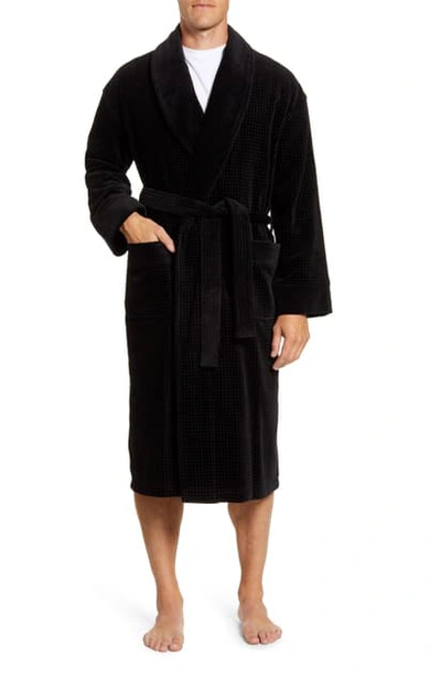 Shop Majestic Ashton Waffle Terry Robe In Black