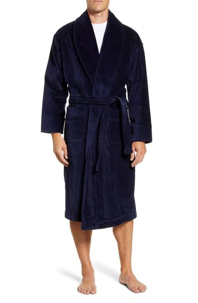 Shop Majestic Ashton Waffle Terry Robe In Navy