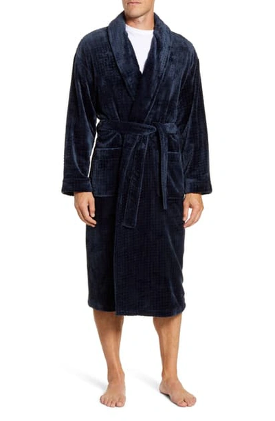 Shop Majestic Snowball Plush Robe In Navy