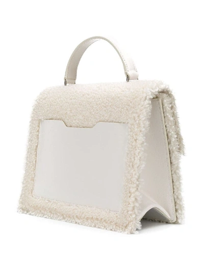 Shop Off-white 2.8 Jitney Shearling Top-handle Bag