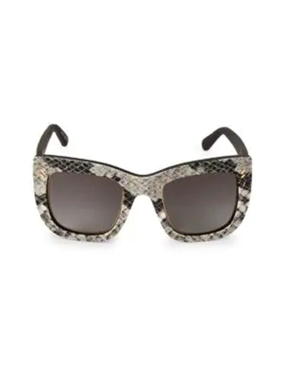 Shop Stella Mccartney 48mm Semi Cat Eye Animal-print Sunglasses In White Grey