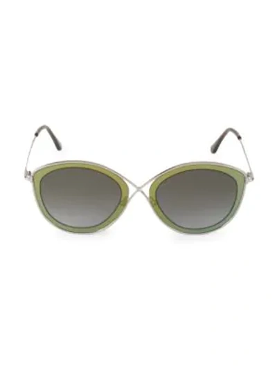 Shop Tom Ford 55mm Round Sunglasses In Black Beige