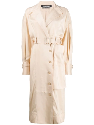 Shop Jacquemus Belted Trench Coat In Neutrals