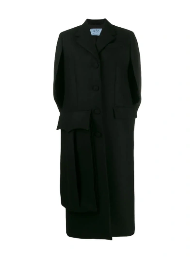 Shop Prada Single-breasted Oversized Coat In Black