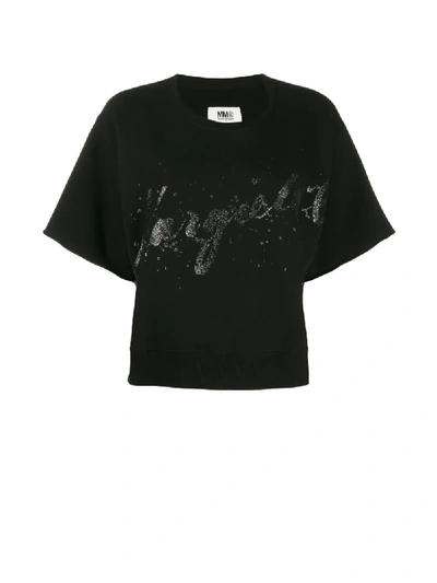 Shop Mm6 Maison Margiela Logo Oversized T-shirt In Black