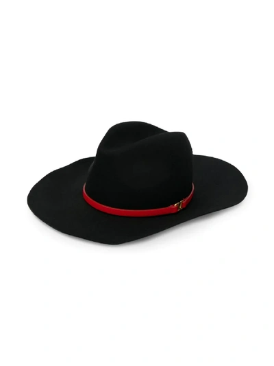 Shop Valentino Vlogo Fedora Hat In Black