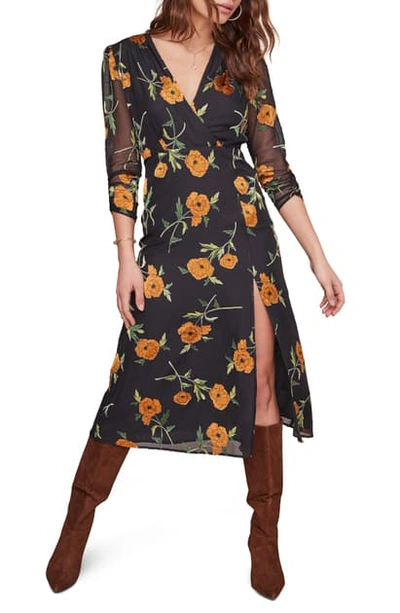 Shop Astr Joni Midi Dress In Orange Blossom Floral