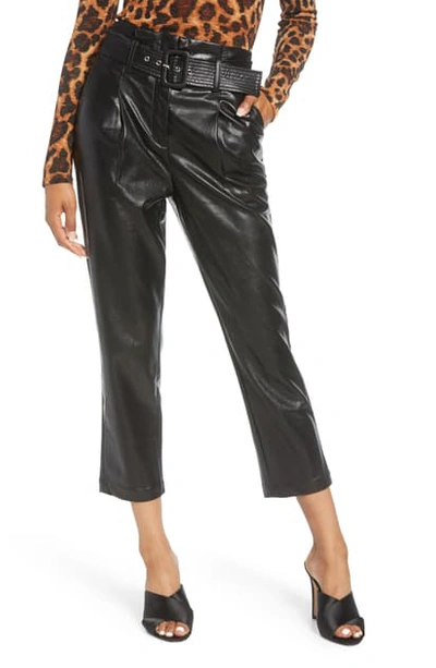 Shop Joa Faux Leather Crop Pants In Black