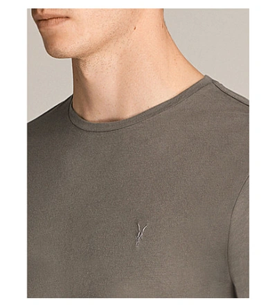 Shop Allsaints Brace Long-sleeved Cotton-jersey Top In Mid Khaki
