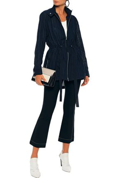 Shop Adam Lippes Woman Textured-cotton Jacket Navy