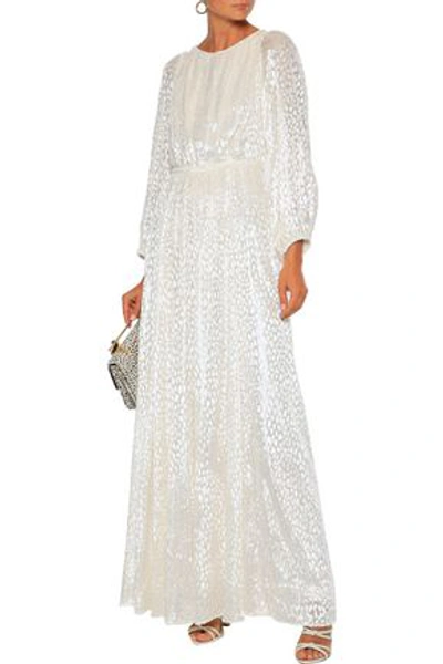 Shop Adam Lippes Metallic Devoré-velvet Gown In Off-white