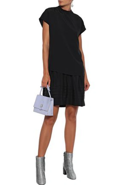 Shop Adam Lippes Layered Silk-crepe Mini Dress In Black