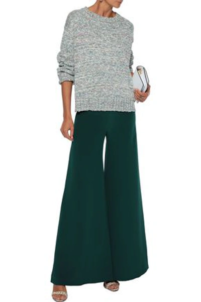 Shop Adam Lippes Silk-crepe Wide-leg Pants In Emerald