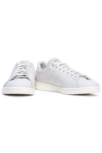 Shop Adidas Originals Woman Stan Smith Textured-leather Sneakers Off-white
