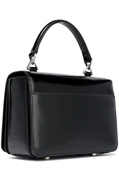 Shop Kenzo Woman K Logo-embellished Glossed-leather Shoulder Bag Black