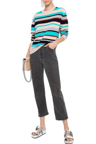 Shop Line Phillipa Striped Cashmere Sweater In Turquoise