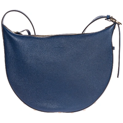 Shop Ferragamo Women's Leather Shoulder Bag Studio In Blue