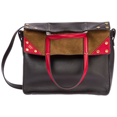 Shop Fendi Women's Leather Shoulder Bag Flip Medium In Brown