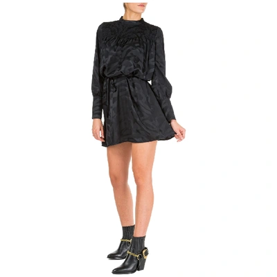 Shop Neil Barrett Women's Short Mini Dress Long Sleeve In Black