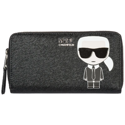 Shop Karl Lagerfeld Women's Wallet Coin Case Holder Purse Card Bifold  K/ikonik In Black