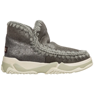 Shop Mou Women's Leather Ankle Boots Booties Eskimo Trainer In Grey