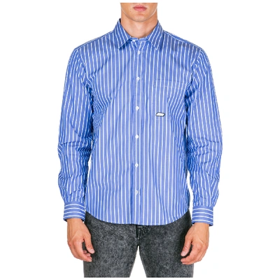 Shop Msgm Men's Long Sleeve Shirt Dress Shirt In Blue