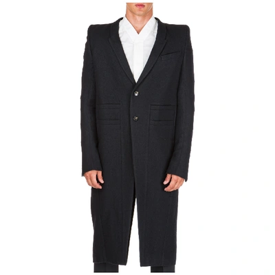 Shop Rick Owens Men's Wool Coat Overcoat In Black