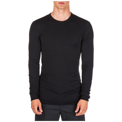 Shop Rick Owens Men's Long Sleeve T-shirt Crew Neckline In Black