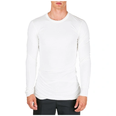 Shop Rick Owens Men's Long Sleeve T-shirt Crew Neckline In White