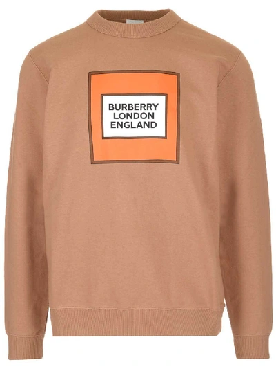 Shop Burberry Box Logo Print Pullover In Beige