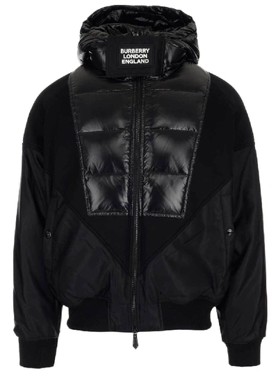 Shop Burberry Puffer Detail Hooded Jacket In Black