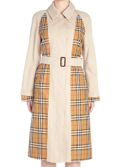 Shop Burberry Vintage Check Belted Coat In Multi