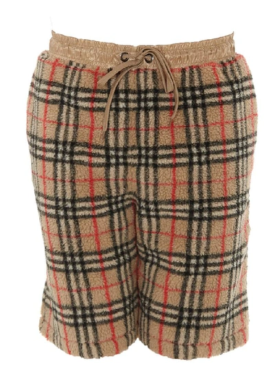 Shop Burberry Vintage Check Faux Fur Drawstring Shorts In Multi