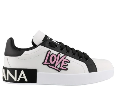 Shop Dolce & Gabbana Portofino Logo Patch Lace Up Sneakers In Multi