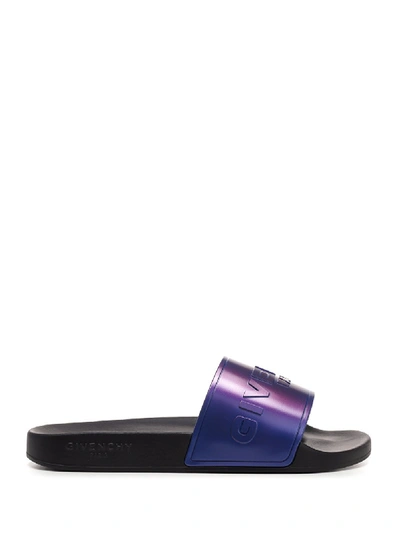 Shop Givenchy Iridescent Logo Sandals In Blue