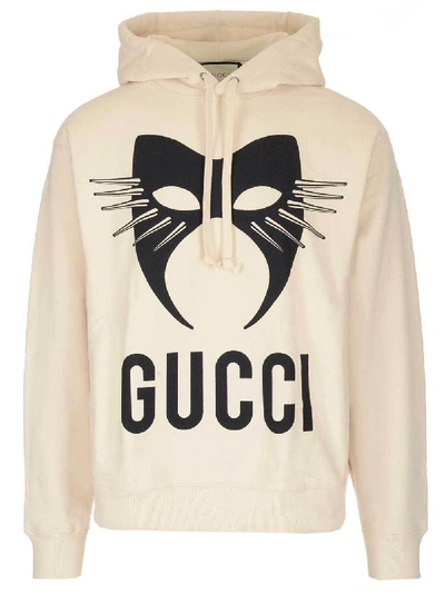 Shop Gucci Manifesto Logo Printed Hoodie In White