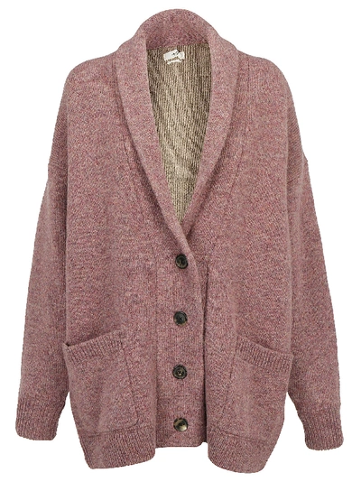 Shop Isabel Marant Étoile Malo V Neck Ribbed Cardigan In Pink