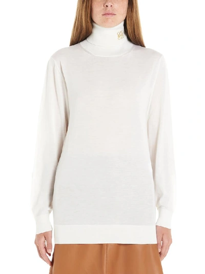 Shop Loewe Anagram Logo Patch Turtleneck Sweatshirt In White