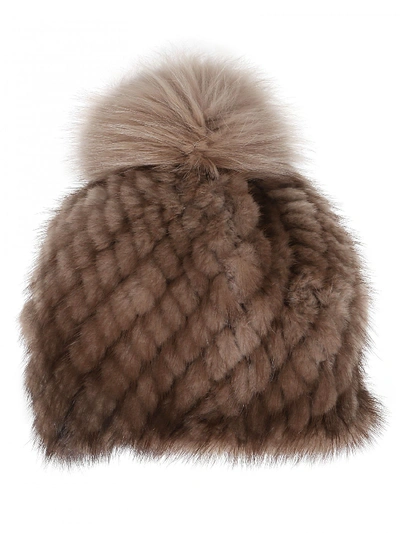 Shop Max Mara Delia Pom Pom Beanie In Brown