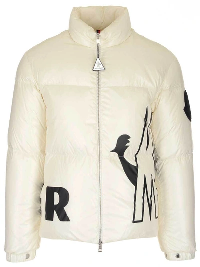 Shop Moncler Friesian Logo Padded Puffer Jacket In White